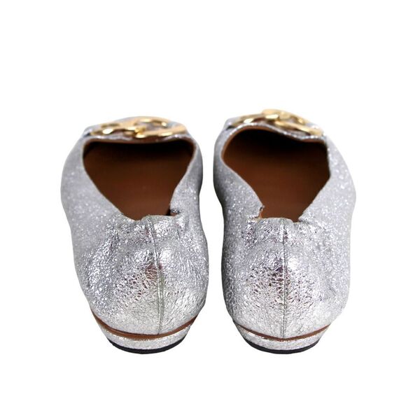 Gianna Meliani METALLIC SILVER GENUINE LEATHER FLAT BALLET SLIP ON SHOES Sz 38 - Picture 4 of 10